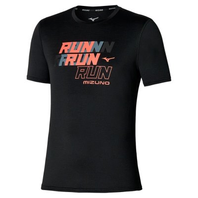 Camisa Mizuno Core Run Tee Hombre - Negros - Chile M805WAVGQY